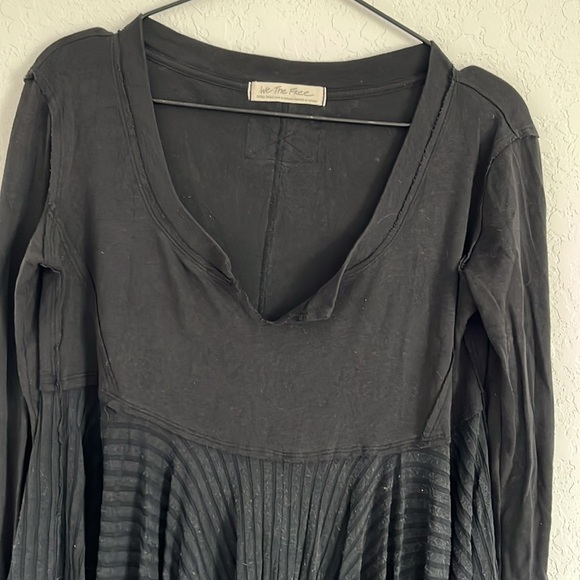 Free People Babydoll Fit Gray Thermal Top - Picture 4 of 9